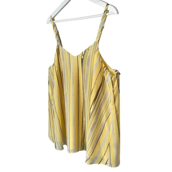 TORRID Sophie Chiffon Swing Cami Lined Stripes Yellow/Blues/Gold Women's Size 00 - Picture 4 of 13